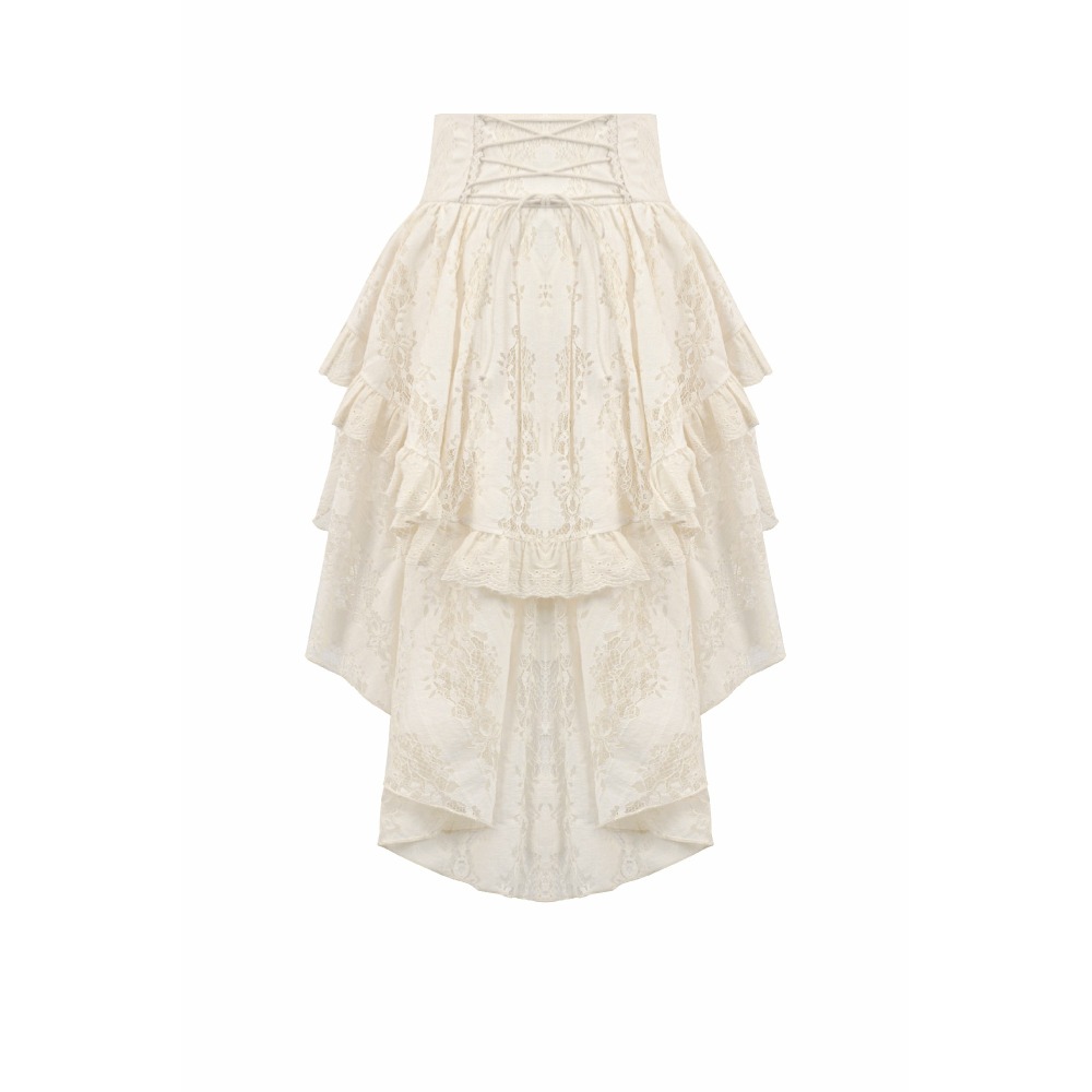 Dark in Love - Steampunk Lace High low rok - Creme